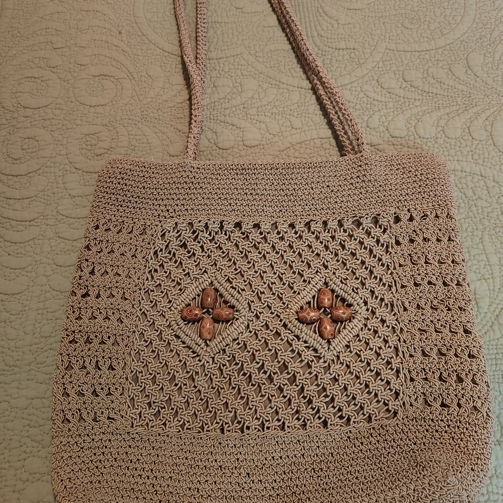 Elegant Tan Crochet Women Bag